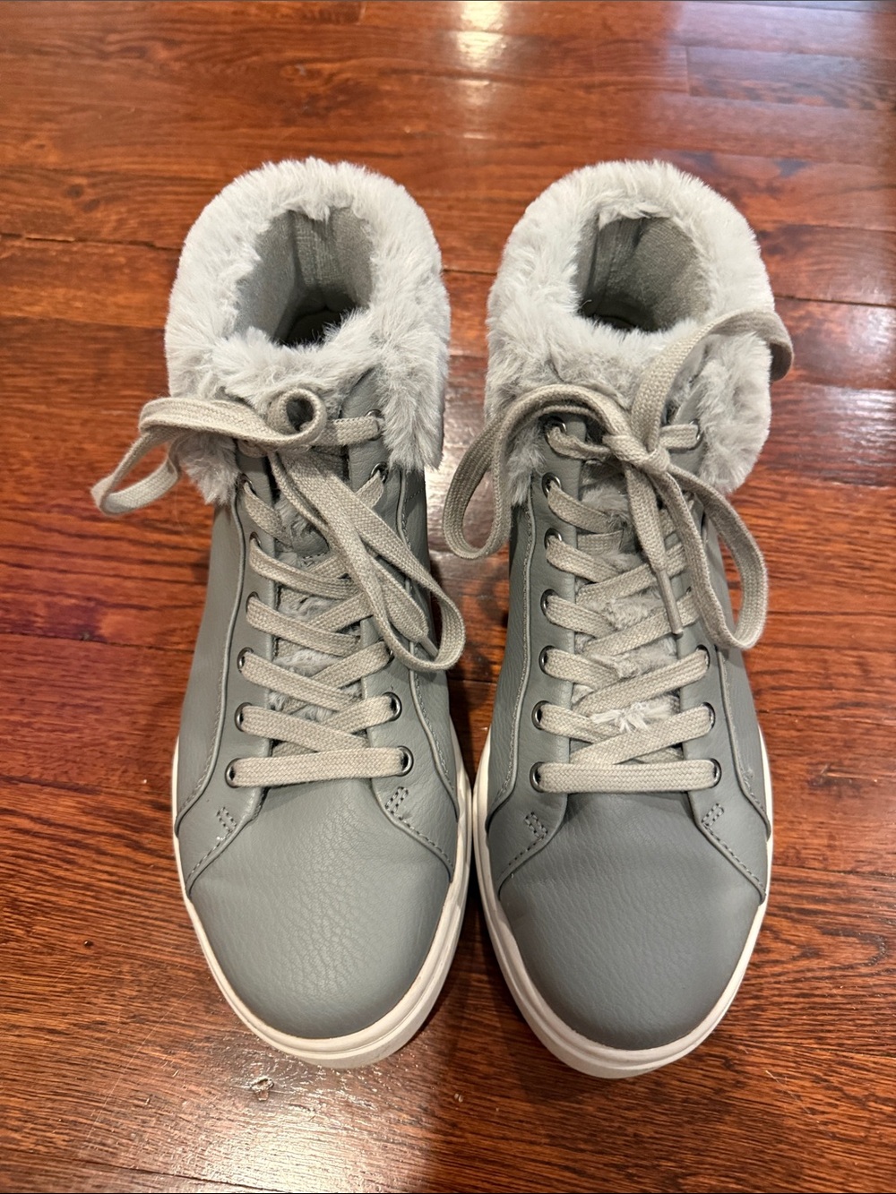 Koolaburra Gray Lace-Up Faux-Fur High-Top Boots